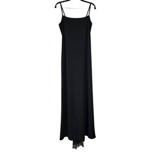 Retro 90s Sheer‎ Back Square Neck Gown Black Embellished Sequins